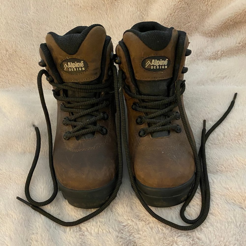 Alpine Design Brown Leather Hiking Boots_sz 6.5